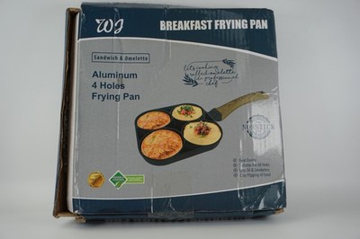 4 Hole Frying Pan Bratpfanne Breakfast Burger Ei Pancake Maker Aluminium