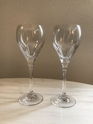 Crystal Water Glasses Goblets Cut OSCAR DE LA RENTA Le Grande Fleur SET Pair