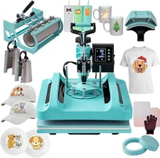 Combo 8 IN 1 T-Shirt Heat Press Transfer Machine 15"x15" Sublimation Printer