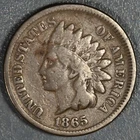 1865 1C INDIAN HEAD BRONZE CENT KM# 90a Grade:  VG A6729