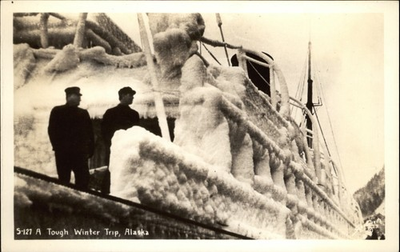 #ad #ad RPPC steamer ice covered Tough Winter Trip Alaska DOPS 1925 42 Real Photo PC $29.95