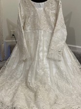 Pakistani White Wedding Outfit Net Embroidered Gown Bust 50/51