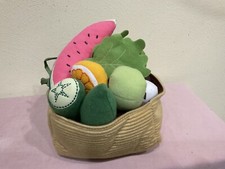 IKEA DUKTIG PLUSH PRODUCE LOT W/SOFT BASKET, TOMATOES, MUSHROOMS, MORE, 14 PCS.