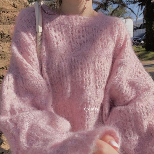 Moxidress Crewneck Long Sleeves Hollow Out Boho Knitting Pullovers