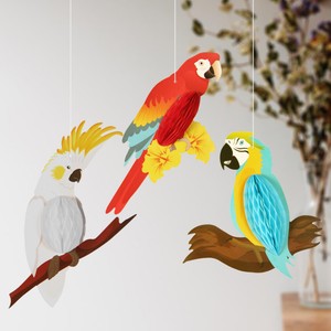 3pcs-Hanging-Honeycomb-Parrots-Decor-Hawaiian-Beach-Summer-Tropical-Party-Decor