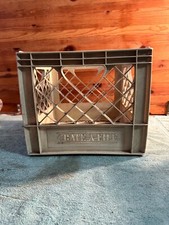 CRATE-A-FILE Tan Heavy Duty Plastic Square Milk Container Carrying Crate VTG