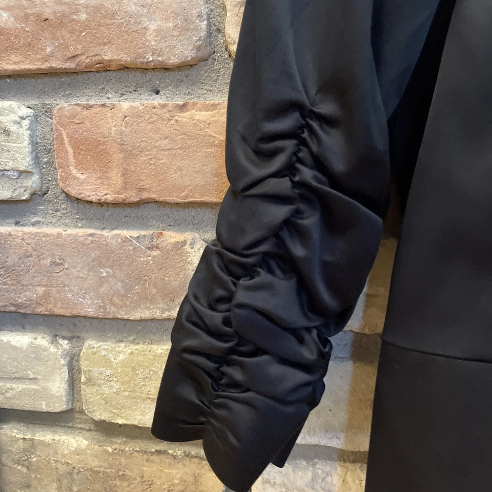 Doncaster Traje Pantalón Negro Satinado Nuevo Con Etiquetas 8 Noche Fiesta Mangas Acanaladas Foto 4 de 4