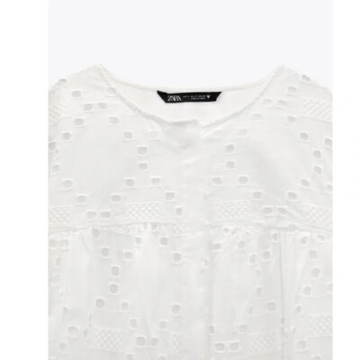 sachin and babi light blue dress ZARA Openwork Embroidery Mini Dress New main image 0