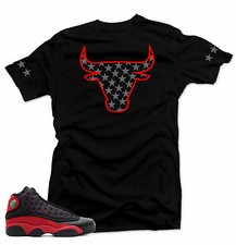 Shirt to match Air Jordan Bred 13s. The Bull Black Tee