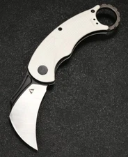 CMB Made Knives Falcon Knife 2.6" AUS-10 Steel Karambit Blade White G10 Handle