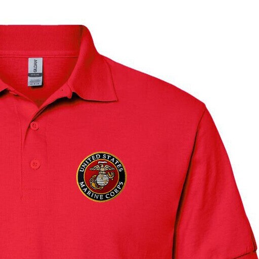US Marine Corps Embroidered Red Polo Shirt USMC Licensed