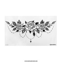 1 X Rosen Tattoo - Underboob In Schwarz - Temporary Haut Tattoo - BC025 (1)