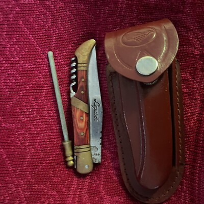 Laguiole Kitchen Knife Folding Pocket rosewood handle 440 Brass