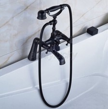 Oil Rubbed Bronze Deck Mount Bathroom Clawfoot Bath Tub Faucet Handheld Shower