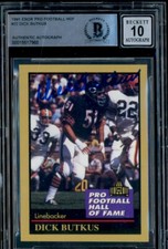 1991 Enor Pro Football  Hall Of Fame #22  Dick Butkus  / Auto/ Beckett / BGS 10