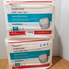 Cardinal Health Sure Care Plus Underwear Heavy Absorbency Small/Medium Lot of 2