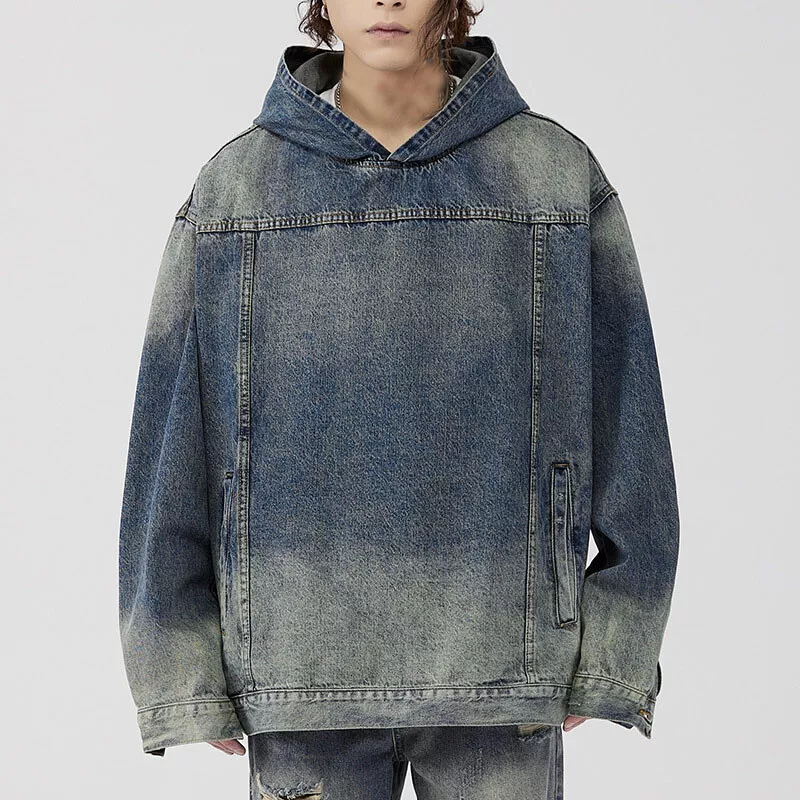 Grey hoodie clearance jean jacket