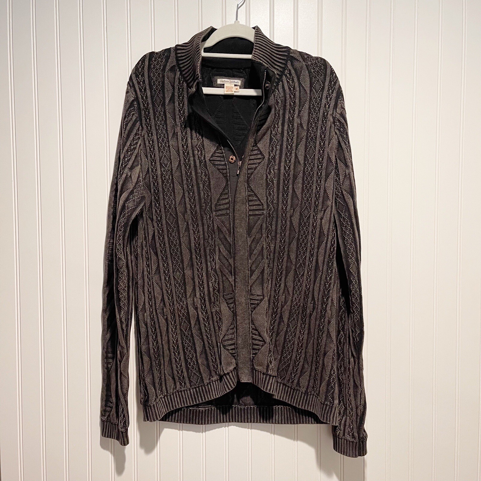 Carbon 2 Cobalt Grey Timberline Sweater Cardigan Cable Knit Sherpa