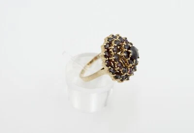 70er Jahre Damenring Granat Gelbgold Ring 333 / 8K Gr. 58 mehrteiliger Ringkopf - Bild 1 von 4