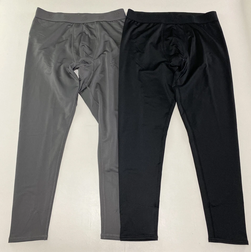 2 Pairs Boys All In Motion Fitted Performance Tights Size L Large Black Gray - Image 2 of 4