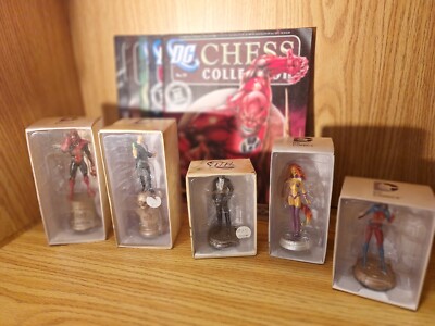 Dc Chess Collection Eaglemoss Lot Of 5 Figures + Magazines