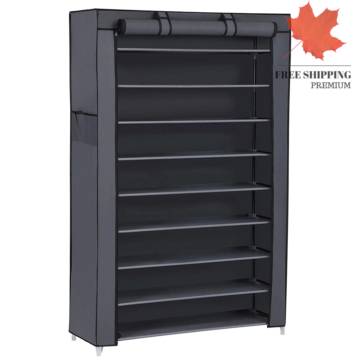 Songmics 10 Tiers Shoe Rack with Cover Closet Shoe Storage Cabinet