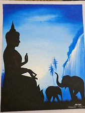 Amazing Buddha Wall Painting on Canvas by famous thai painter