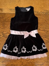 Janie And Jack Velvet Tulle Dress 2T Black Tie Ballet Princess Embroidered