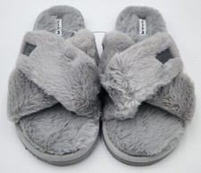 Tahari Lexi Comfy Slippers Grey Womens Size 7 M Gray Faux Fur