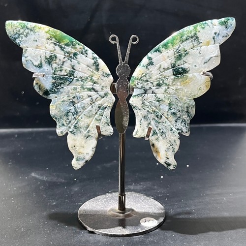 134G Natural Aquatic agate Quartz Crystal Hand carved Butterfly wings Healing - Picture 19 of 20
