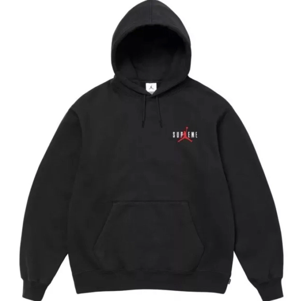 SUPREME ® JORDAN SWEAT À CAPUCHE NOIR LARGE   À LA MAIN.