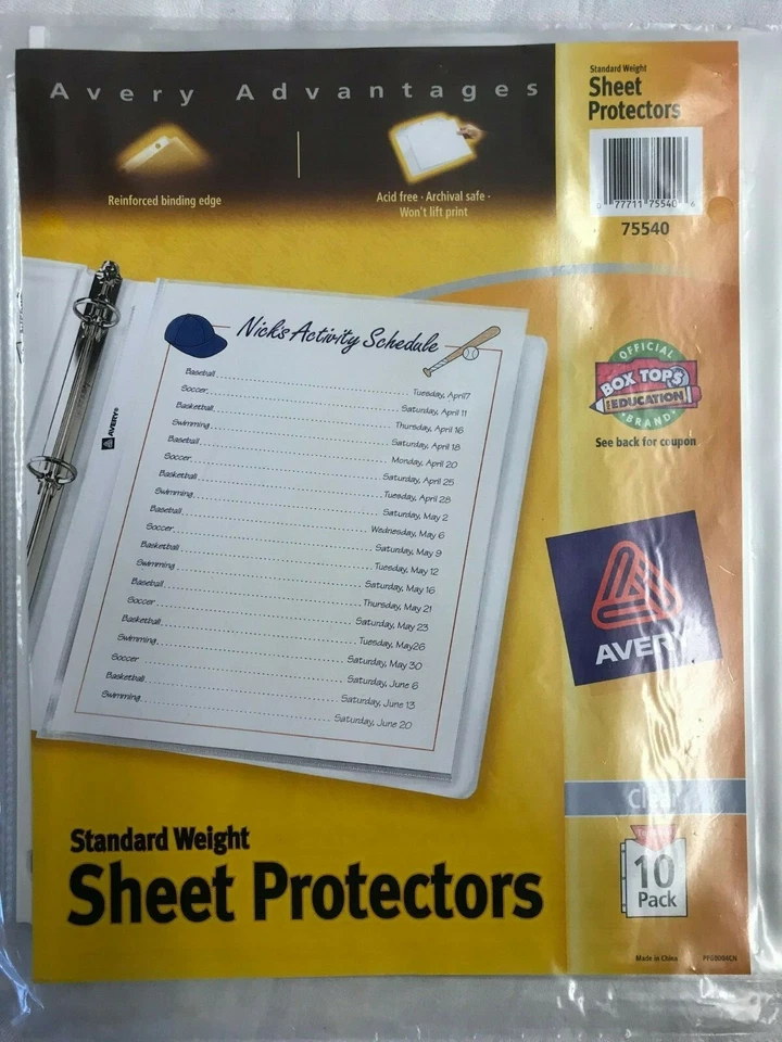 Protector Sábana Transparente Lote de 3 Paquetes - ¡10 Unidades! Avery Dennison AVE-75540 Foto 2 de 4