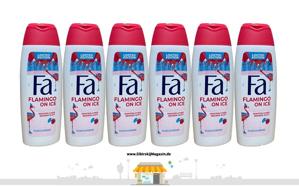 Fa Duschcreme "LIMITED EDITION" FLAMINGO ON ICE Winterlicher Beeren Duft 6x250ml