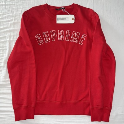 SUPREME X LOUIS VUITTON ARC LOGO CREWNECK SWEATER RED SIZE L LARGE
