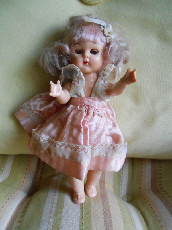 Vintage Hard Plastic 8" Cosmopolitan Ginger With Pink and Gray Hair