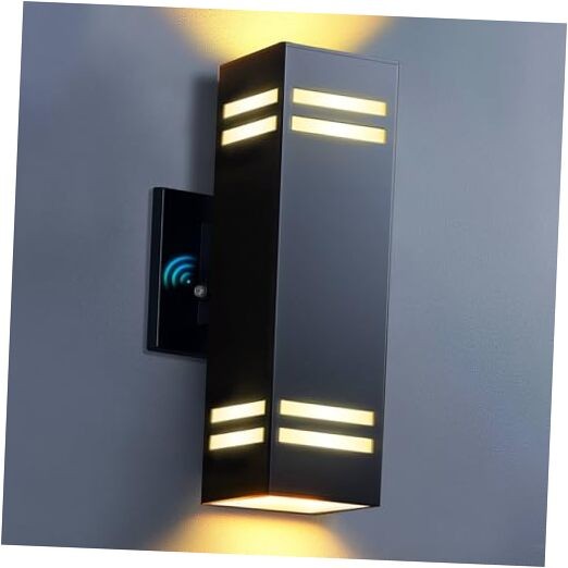  Outdoor Wall Lights Dusk to Dawn, Modern 1 Pack Black/D2D Sensor/Style 2