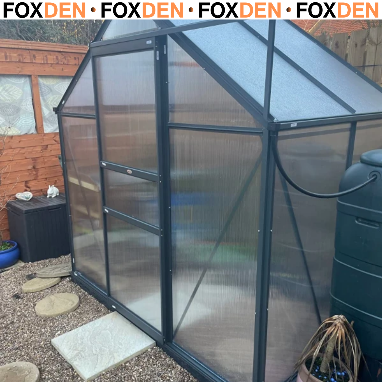 Large Walk-In Polycarbonate Greenhouse Aluminium Frame Galvanised Base Garden - Image 2