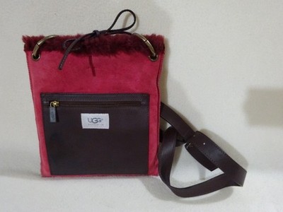 UGG Australia Ruby Red Suede Crossbody Purse/Bag-Outside Pocket-CHINA EUC