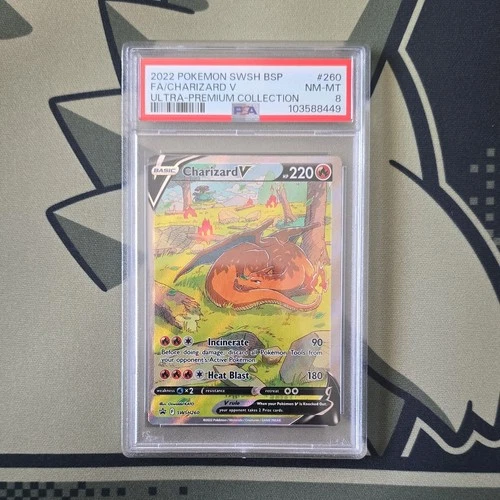 PSA 8 NM-MINT Charizard V SWSH260 FULL ART HOLO PROMO Pokemon Card