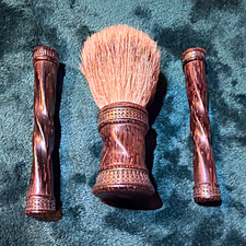 Badger Hair Shaving Brush Brown Faux Wood Look Acrylic Handle 24mm Knot
