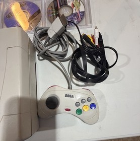 SEGA Saturn HST-3220 White Console Bundle w/ Controller, Cables, Action Replay