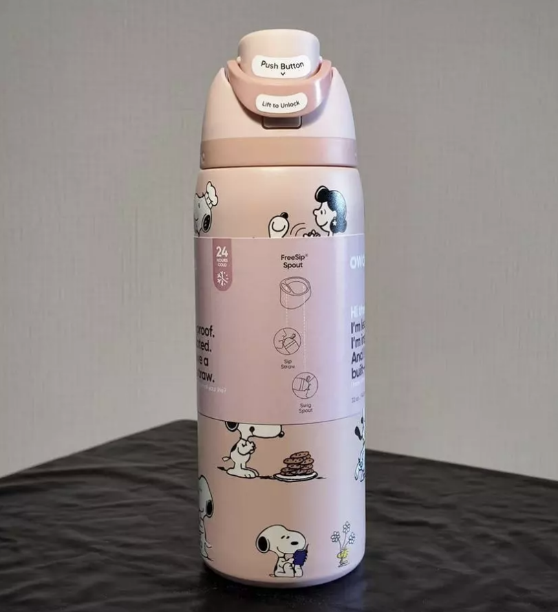 Pink Owala Snoopy 32oz Stainless Steel Water Bottle Edition