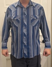 WRANGLER Vintage Western Plaid Cowboy Pearl Snap Shirt Wrancher 17.5 - 34 Long