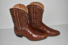 JUSTIN VINTAGE WESTERN DIAMOND INLAY COWBOY BOOTS-STYLE 6224 SIZE 10 1/2"(BSW16)