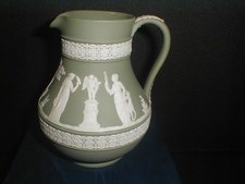 Wedgwood Vintage Decorative Jasper Ware Sage Green Jug Pitcher 400ml 1966 Superb