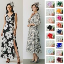 Women Flower Feather Hair Hat Fascinator Headband Clip Wedding Royal Ascot Races