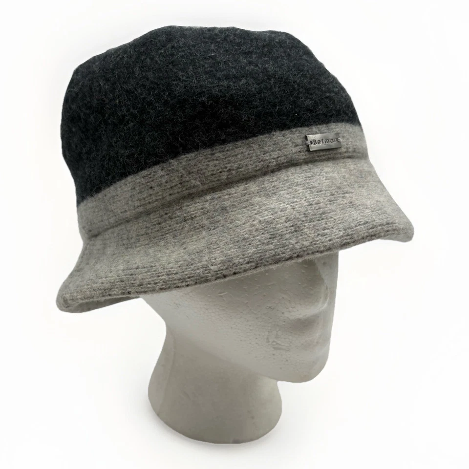 Betmar Нью-Йорк шляпа дизайнерский черный серый шерстяная смесь свернуть вверх - Изображение 2 из 4