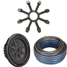 Kicker 48CWRT104 CompRT 10" Subwoofer, DVC, 4-ohm w/ Speaker Wire, Grill Bundle
