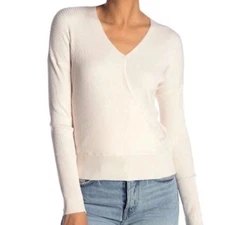 Elodie Nordstrom Rack LT Blush Ribbed Knit V Neck Pullover Sweater - Women's L