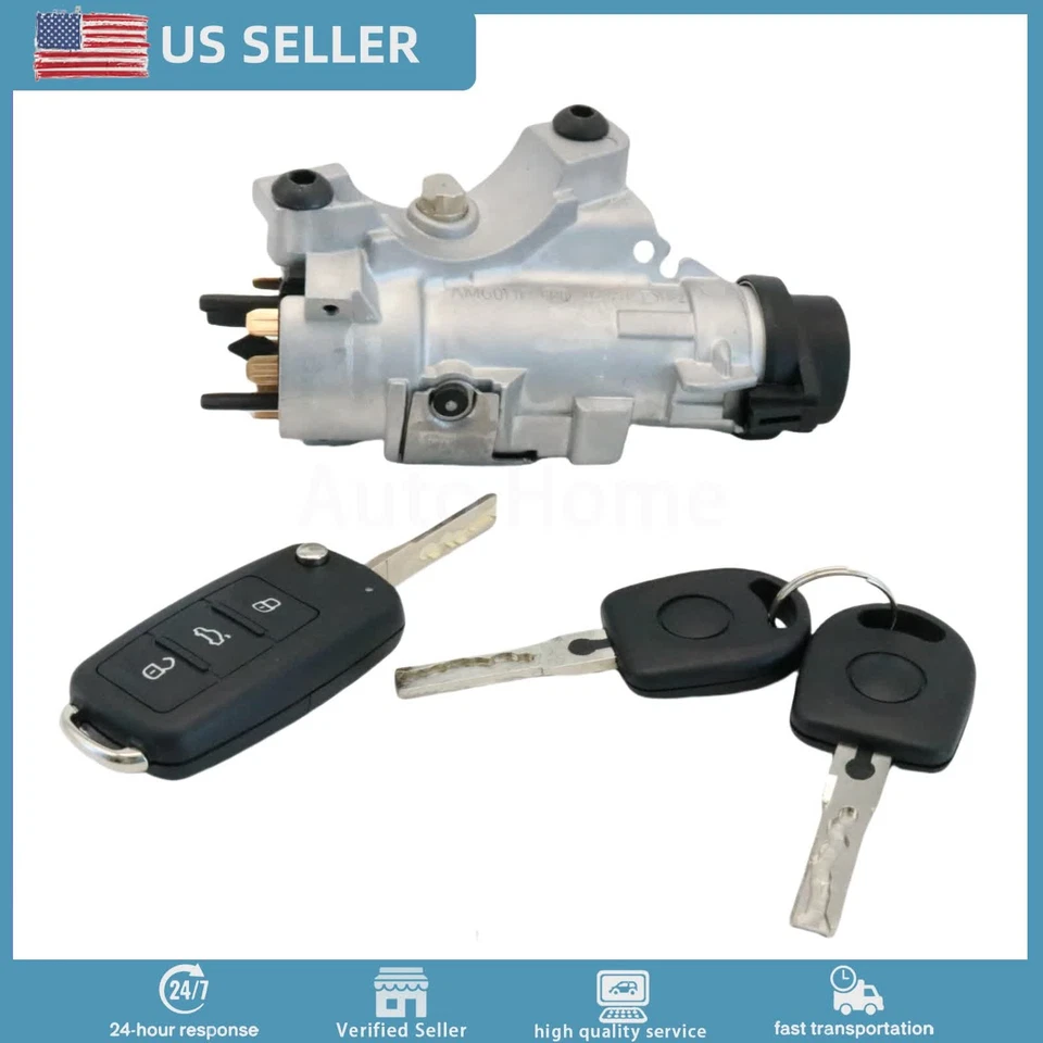 For 2000-2006 Audi TT Ignition Lock Cylinder Assembly W/ Key Shells 4B0905851P - Image 3 of 4